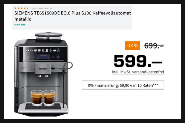 Saturn Mehrvember Siemens Kaffee Vollautomat