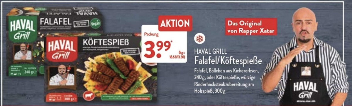 Xatar Haval Grill Köfte und Falafel bei ALDI im Angebot