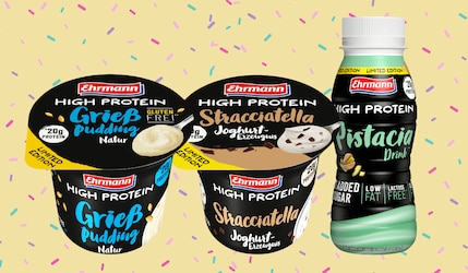 Ehrmann HIGH PROTEIN Straciatella, Grießpudding & Pistaccio - Die neuen Limited Editions