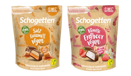 Vegane Schogetten in den Sorten Salz Karamell, Cocoa Cookie & Vanille Erdbeere