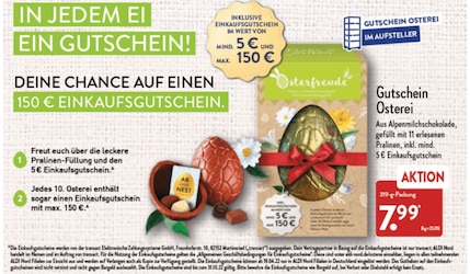 Gutschein-Osterei bei Aldi Nord: Einkaufsgutschein zu gewinnen