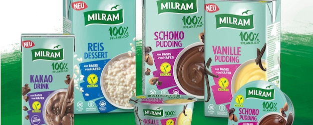 Veganes Milram Sortiment mit Pudding,Kakao und Reisdessert