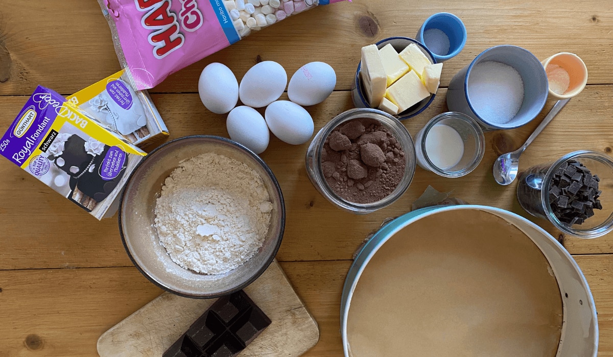 Zutaten für Shaun das Schaf Kuchen