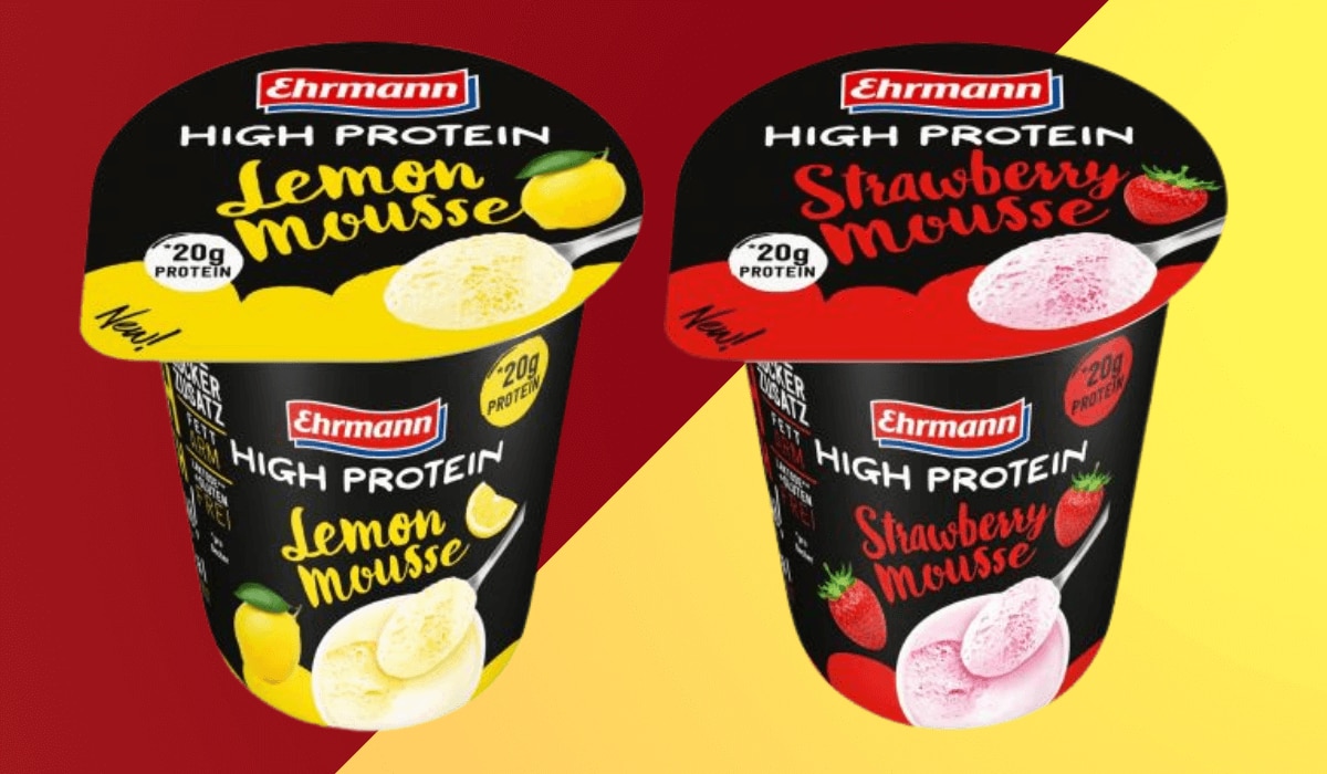 High Protein Lemon Strawberry Mousse von Ehrmann