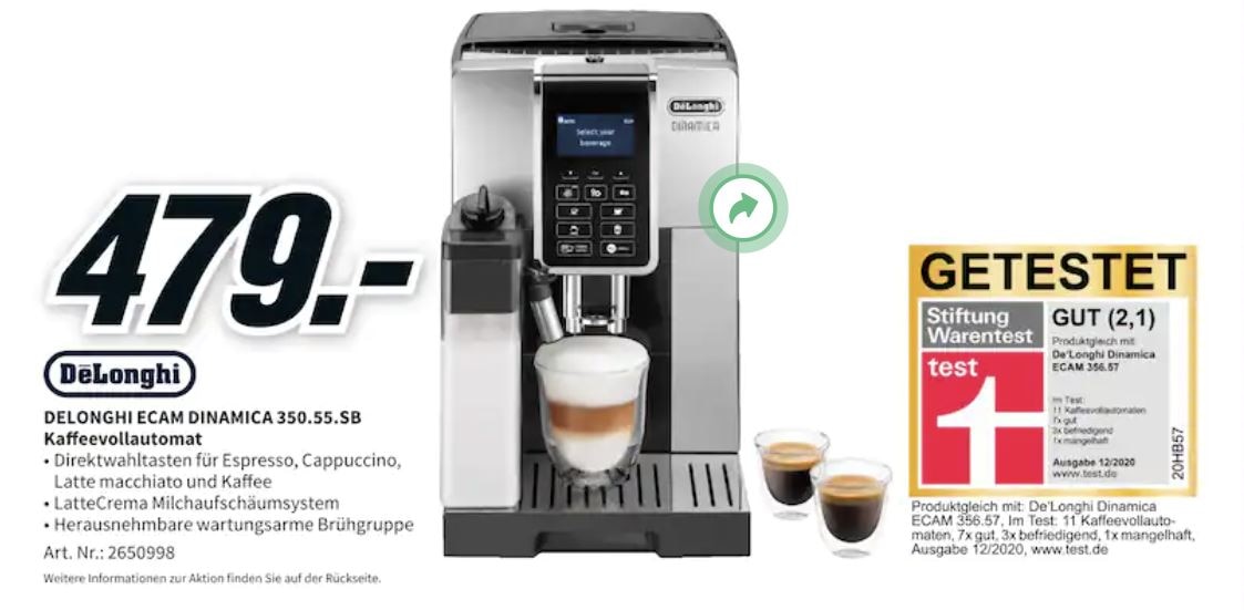 MediaMarkt Gutscheinheft DeLonghi Kaffeevollautomat