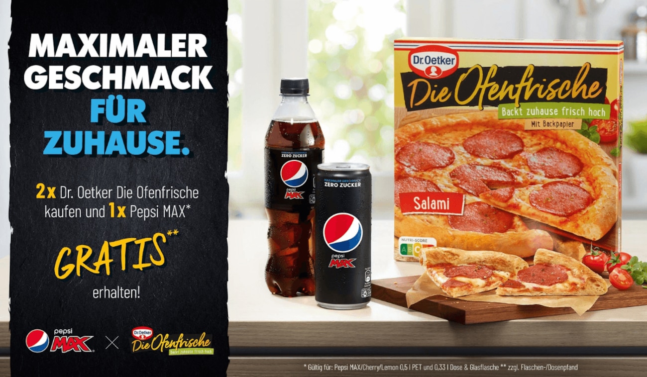 Gratis Pepsi beim Kauf von 2 Dr. Oetker Die Ofenfrische Pizzen