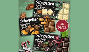 Schogetten Winter Edition: Weiße Zimt Crisp, Pumpkin Spice, Zuckerstange Minze