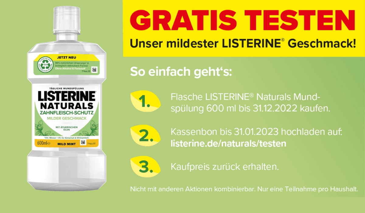 Listerine Naturals Cashback-Aktion