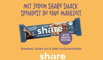 Jetzt 100 % Cashback beim Kauf eines share Riegel sichern