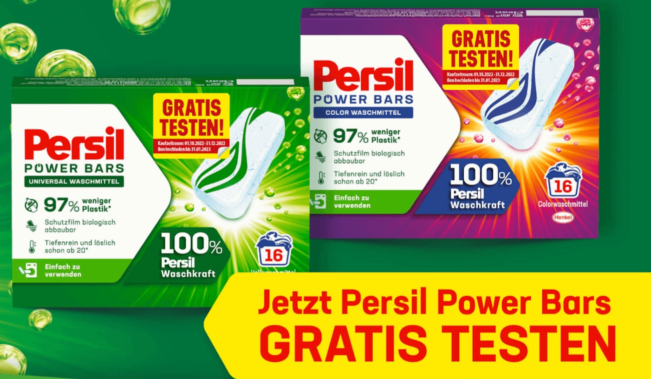 Persil Power Bars 100 % Cashback-Aktion: Jetzt gratis testen