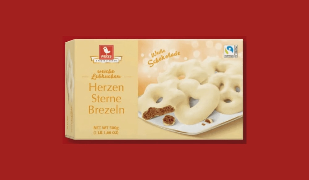 Herzen, Sterne &amp; Brezeln: Lebkuchen in weißer Schokolade bei Lidl