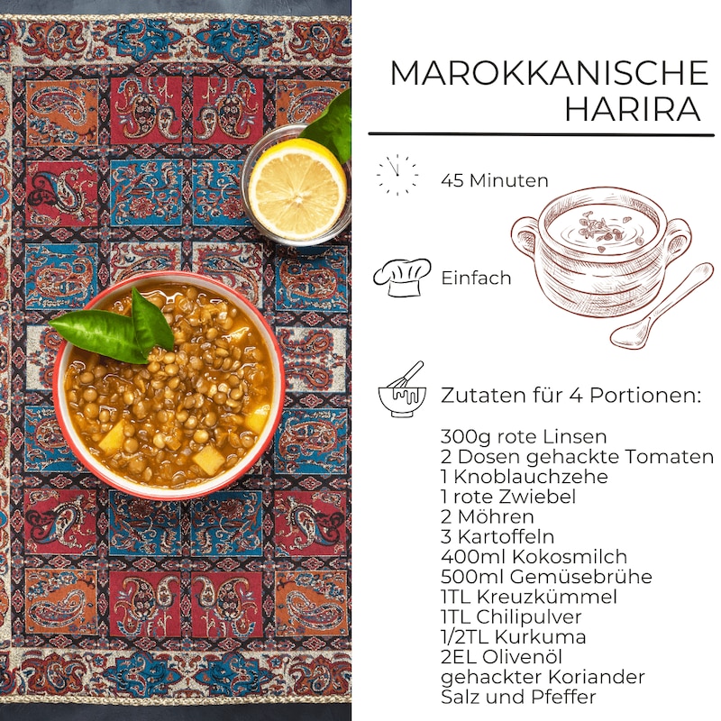 Zutatenliste für marokkanische Harira