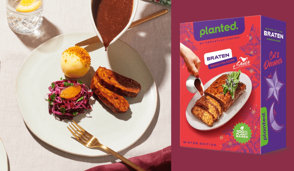 Planted veganer Weihnachtsbraten mit Soße