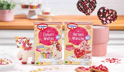 Neu von Dr. Oetker Deko-Spaß: Einhorn Welten & Herzens Wünsche