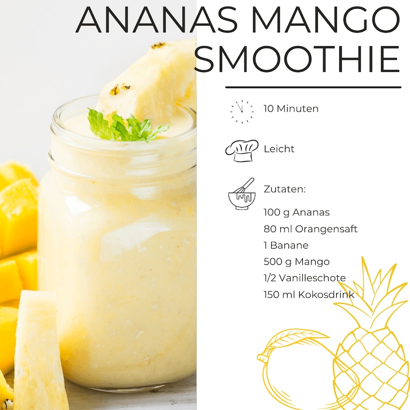 Ananas Mango Smoothie mit Vanille