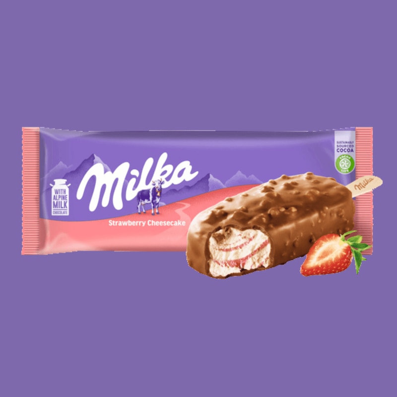 Milka Strawberry Eis am Stiel