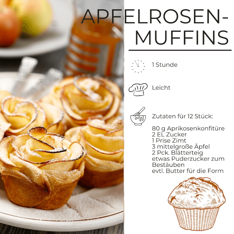 Zutaten für Apfelrosen-Muffins