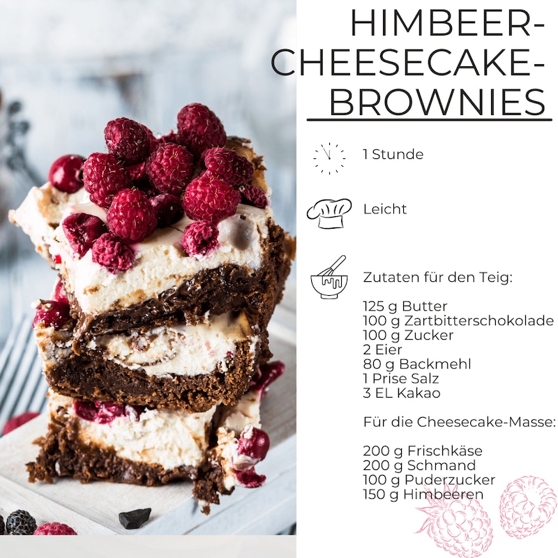 Zutaten für Himbeer-Cheesecake-Brownies