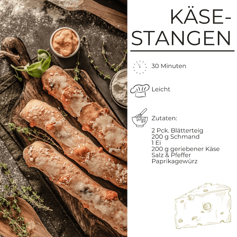 Käsestangen Zutaten