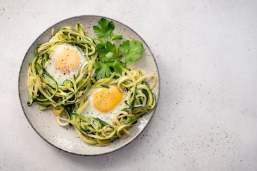 Zucchini-Ei-Nester: Das Rezept für Zoodles mit Spiegelei