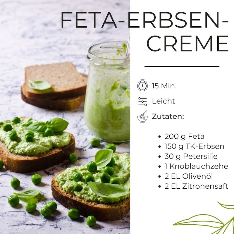 Zutaten Feta Erbsen Brotaufstrich