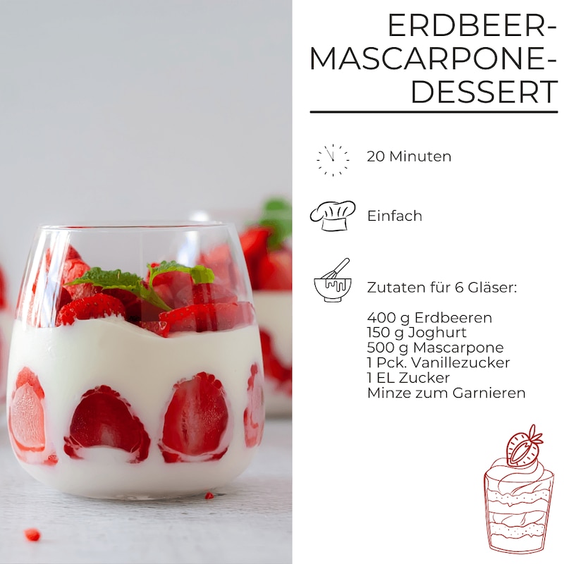 Erdbeer-Mascarpone-Dessert Zutatenliste
