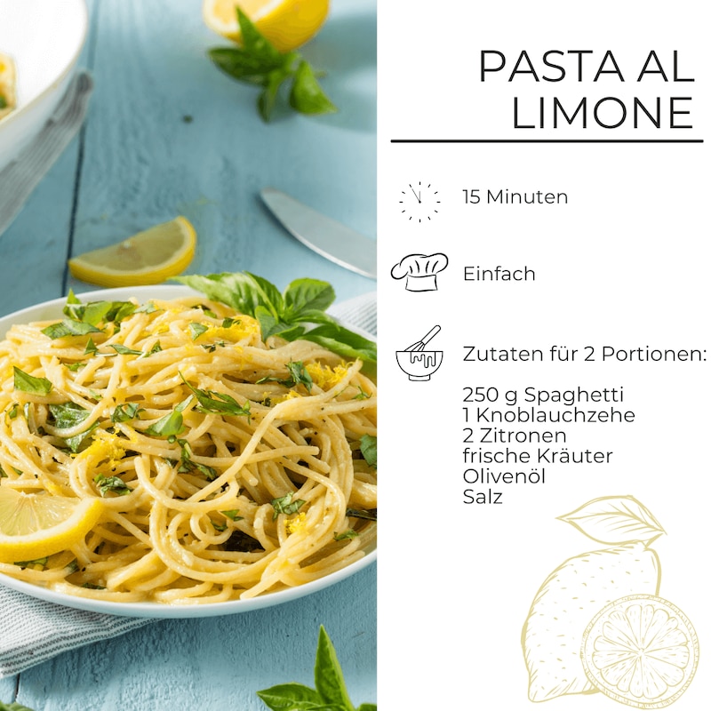 Zutaten für Zitronenpasta