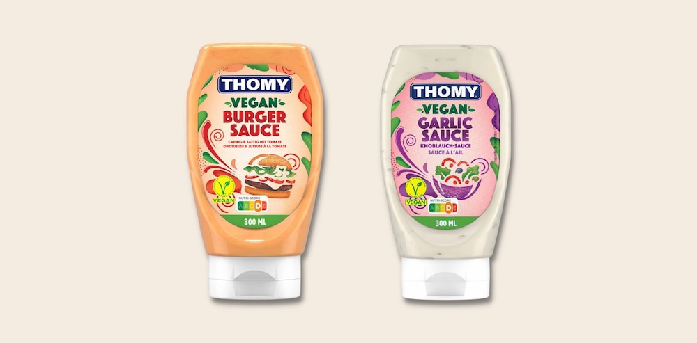 Thomy vegane Burger-Sauce und Knoblauchsauce