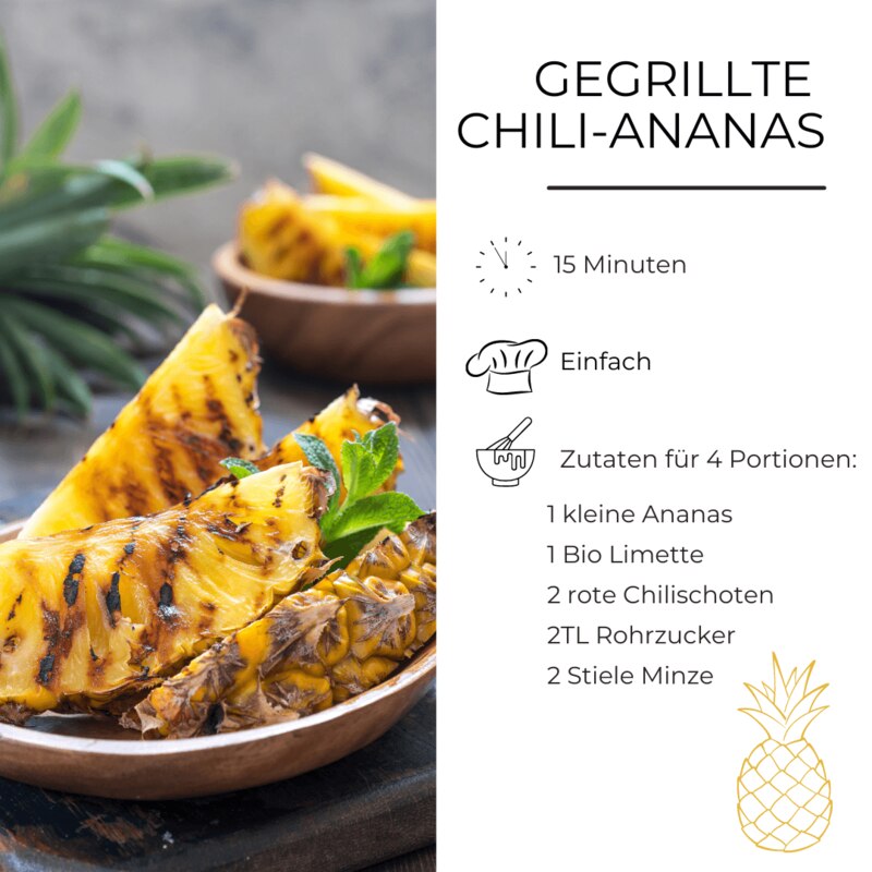 Zutatenliste gegrillte Chili-Ananas 