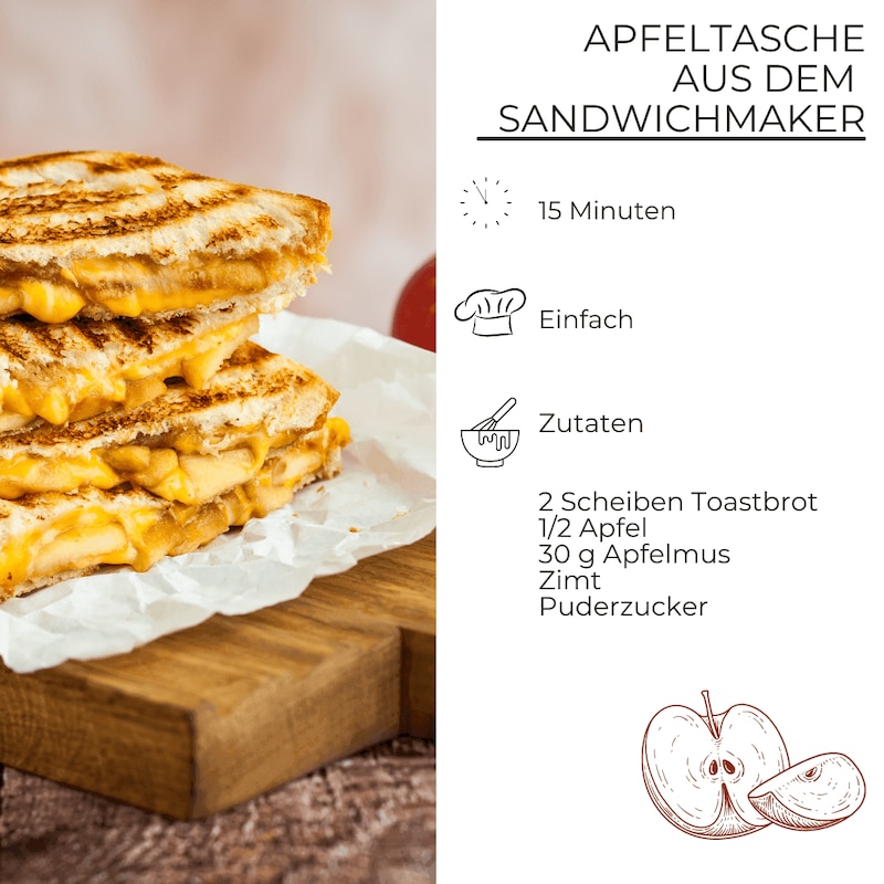 Zutaten für Apfeltasche aus Sandwichmaker