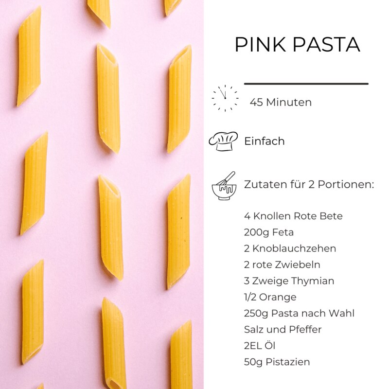 Zutatenliste Pink Pasta