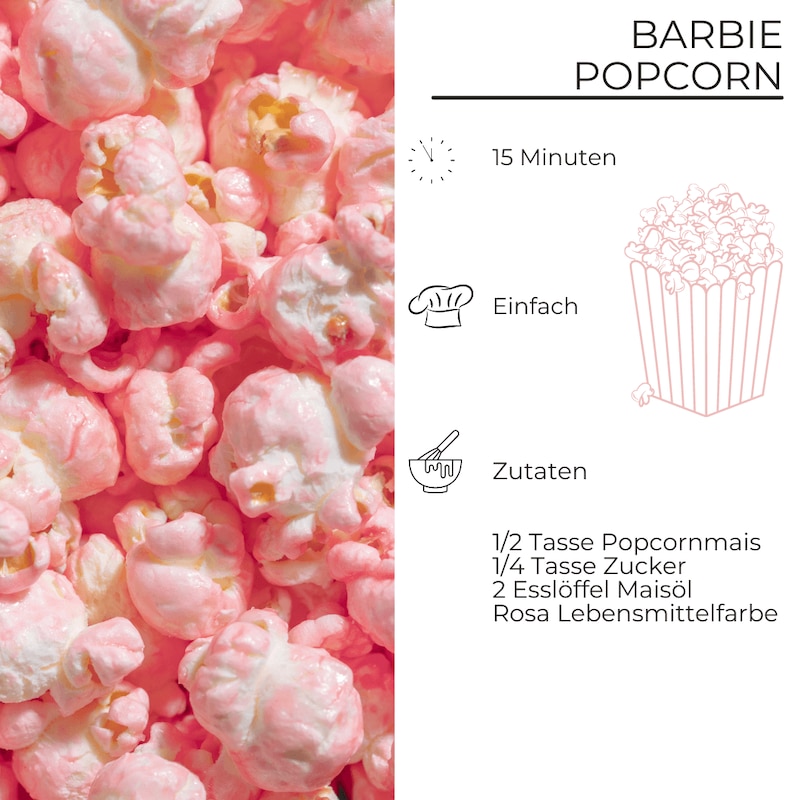 ZUtaten für pinkes Barbie Popcorn