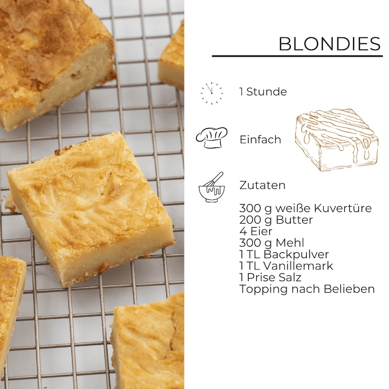 Das sind die Zutaten für Blondies