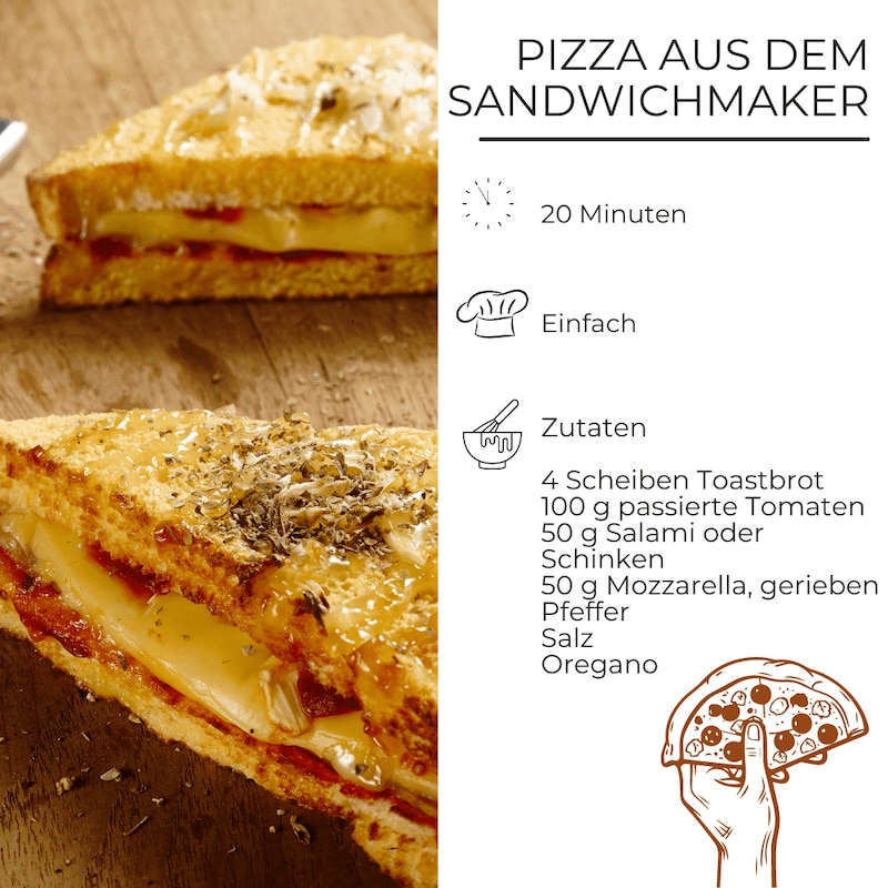 Zutaten: Pizza aus dem Sandwichmaker