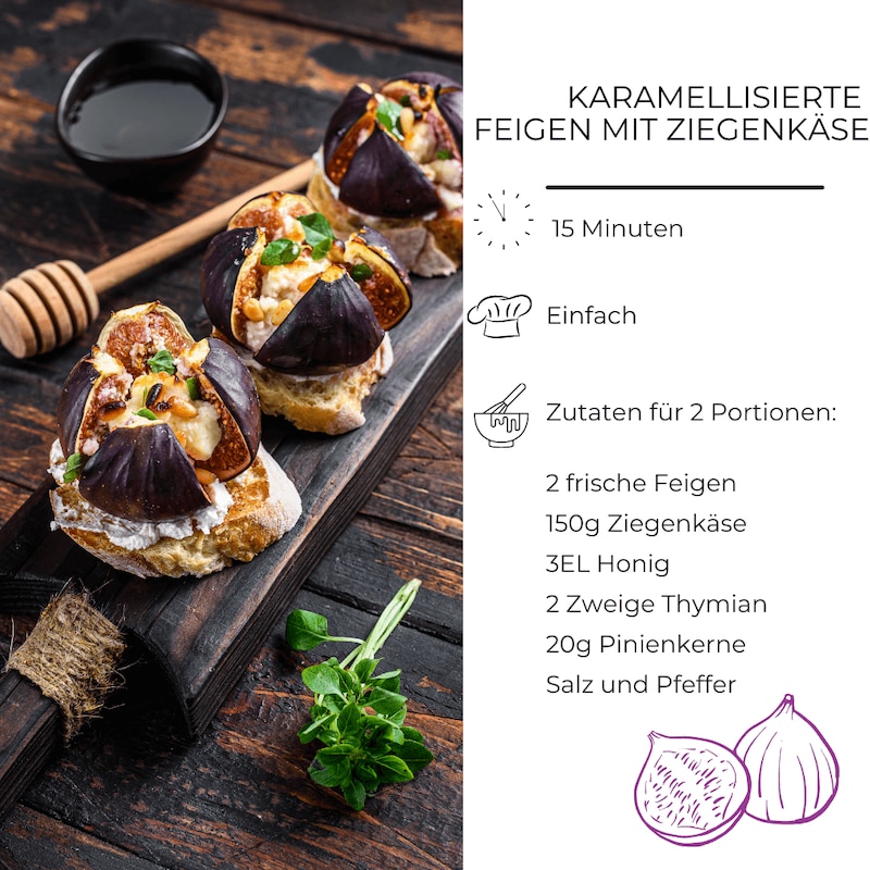 Zutatenliste karamellisierte Feigen vom Kontaktgrill