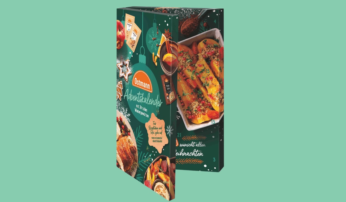 aufgeklappter Ostmann Gewürz-Adventskalender