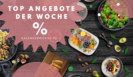 Prospekt-Highlights KW 32/23: Gedeckter Tisch mit frischem Obst und Brot