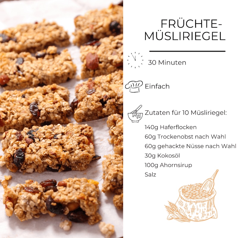 Zutatenliste Früchte-Müsliriegel