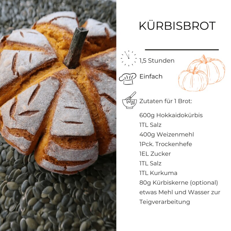 Zutatenliste für Kürbisbrot