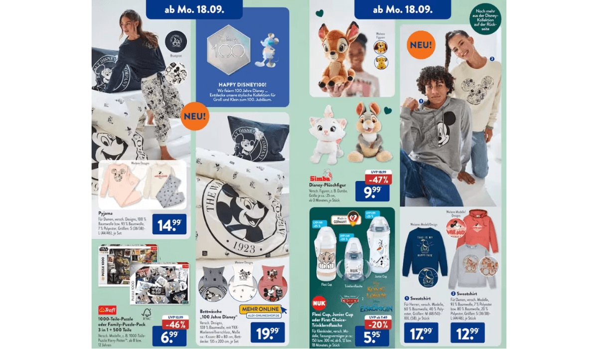 ALDI Süd feiert 100 Jahre Disney mit günstigen Angeboten KW 38 / 23