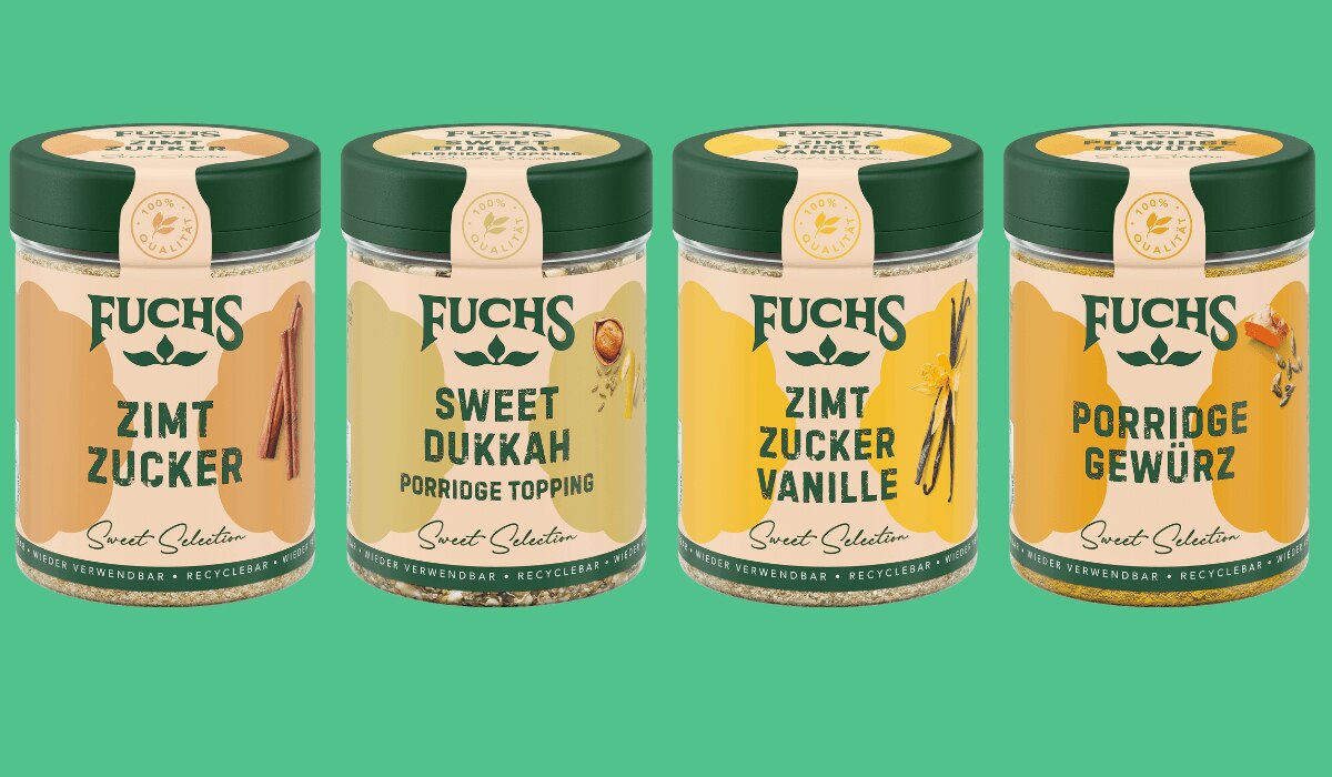 Fuchs Sweet Selection Gewürze vor grünem Hintergrund