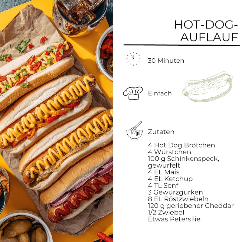 Hot-Dog-Auflauf: Zutaten