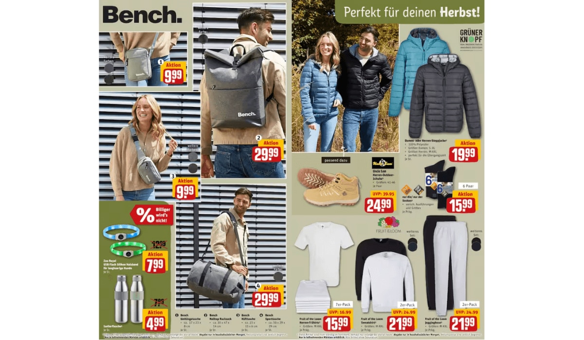 REWE: Bench. Styles für den Herbst im Prospekt