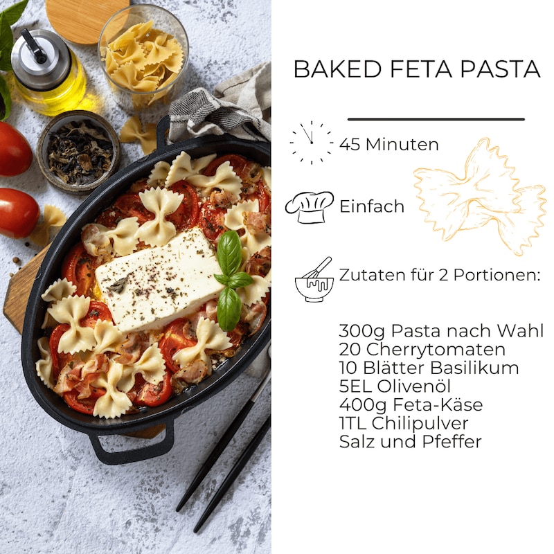 Zutatenliste für Baked Feta Pasta