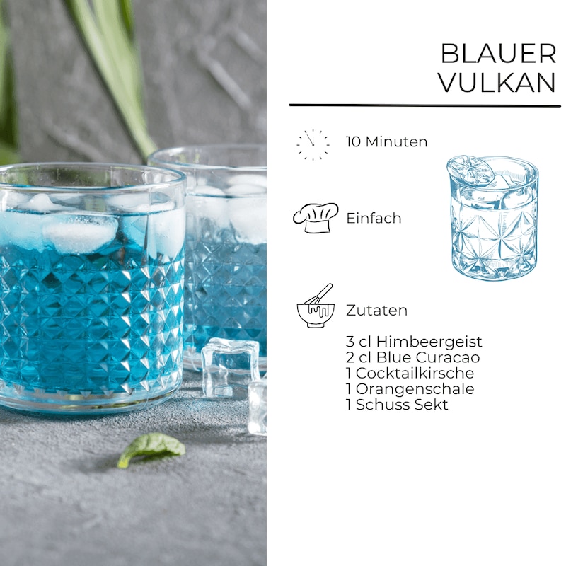 Zutaten für Cocktail Blauer Vulkan