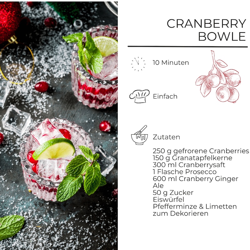 Zutaten für Cranberry Bowle