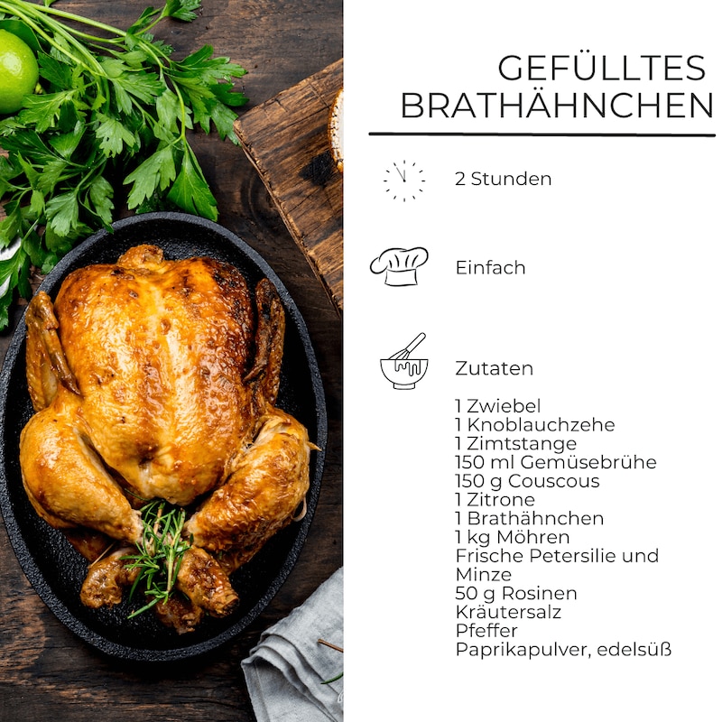 Zutaten für gefülltes Brathähnchen