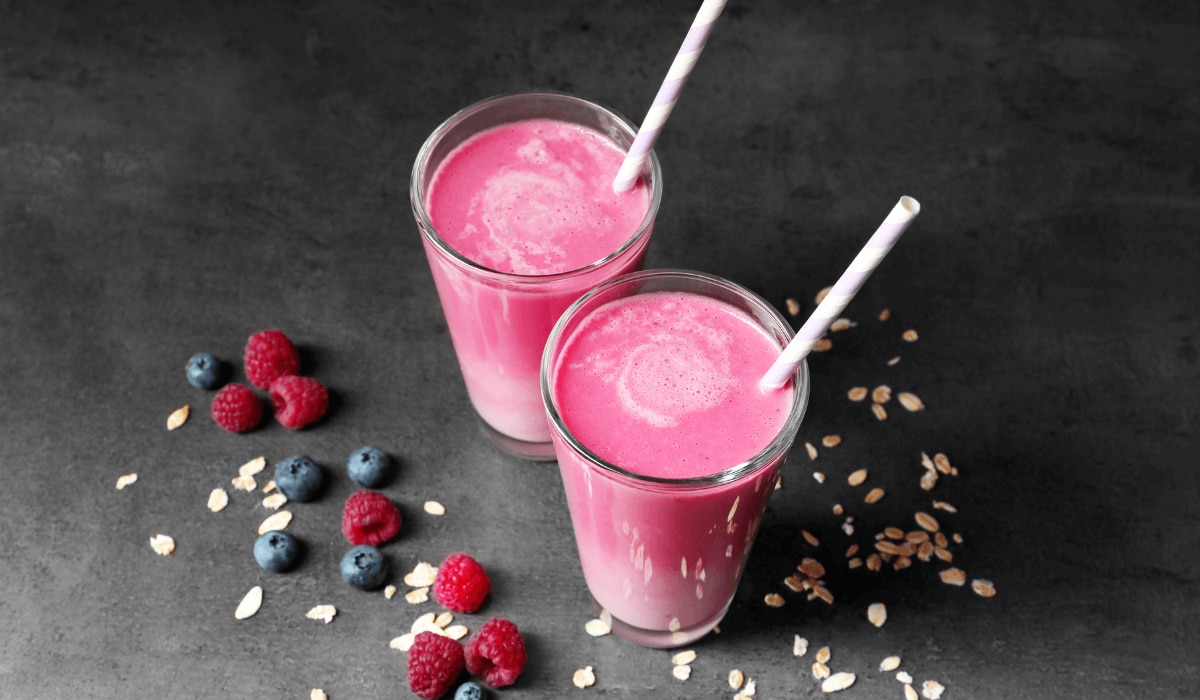 Rezept für veganen Protein Shake mit Beeren