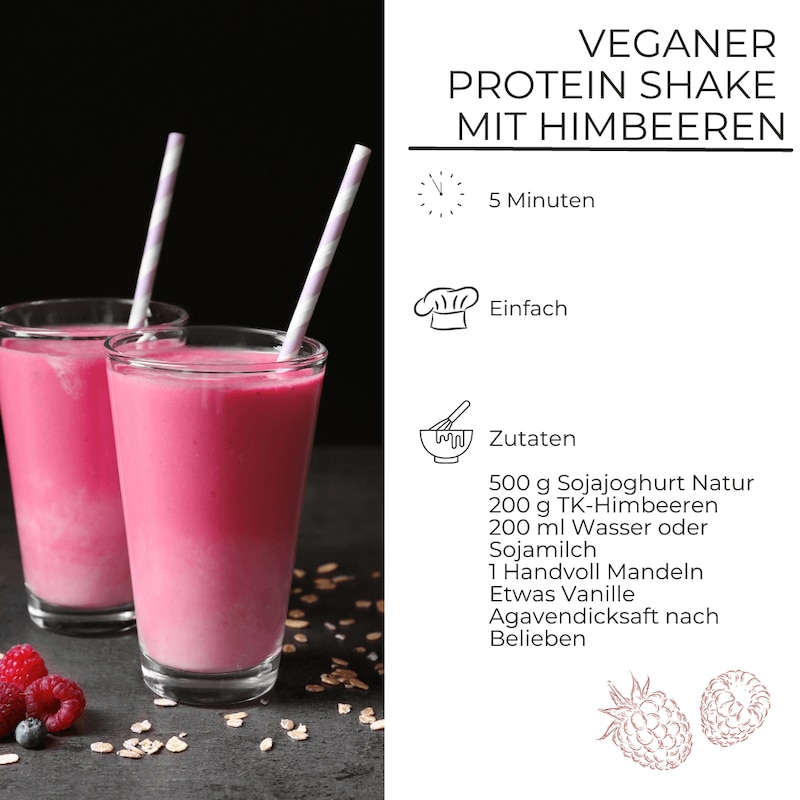 Veganer Protein Shake mit Himbeeren: Zutatenliste
