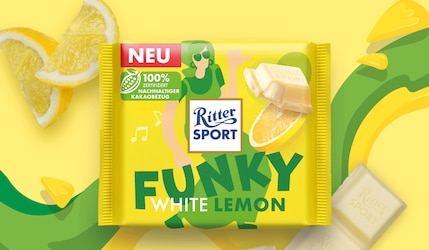Neu von Ritter Sport: Funky White Lemon Schokolade